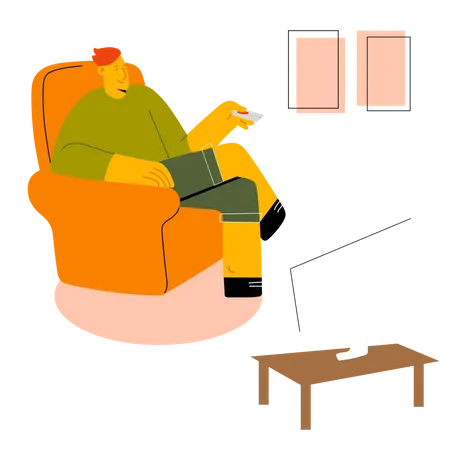 Man watching TV Illustration