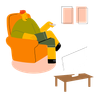 illustrations of man watching tv