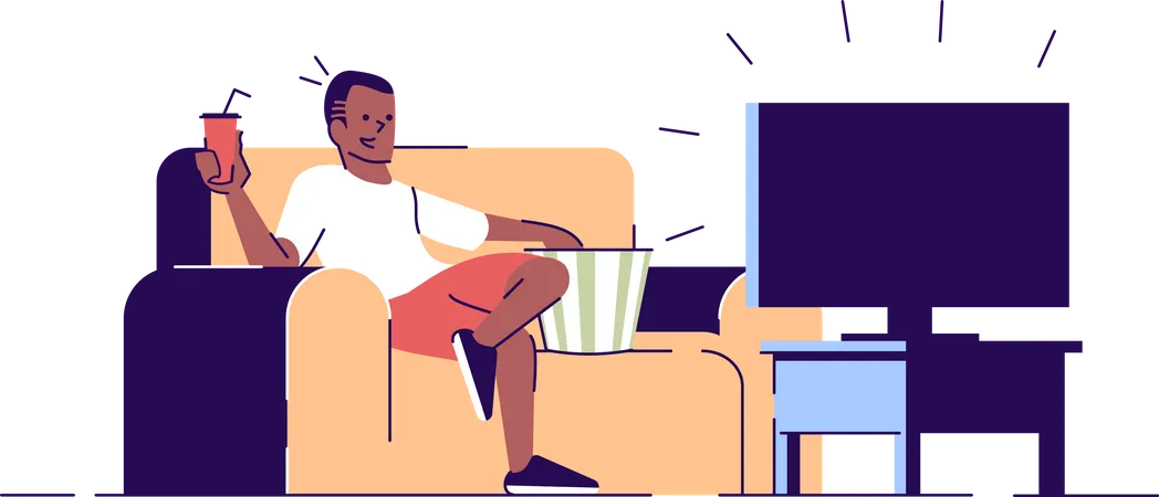 Man watching TV Illustration