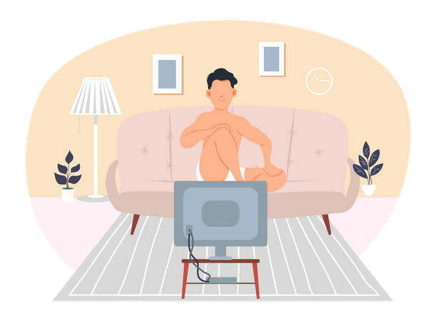 Man watching TV  Illustration