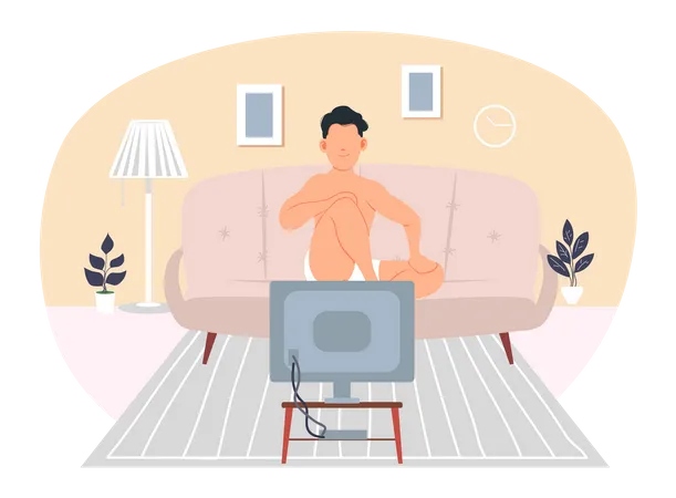 Man watching TV  Illustration