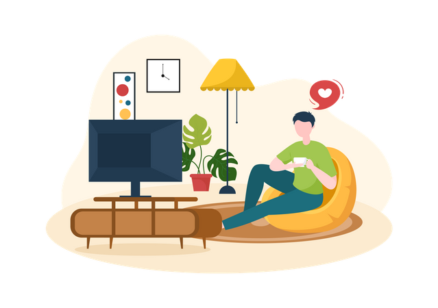 Man watching tv  Illustration