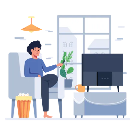 Man watching tv  Illustration