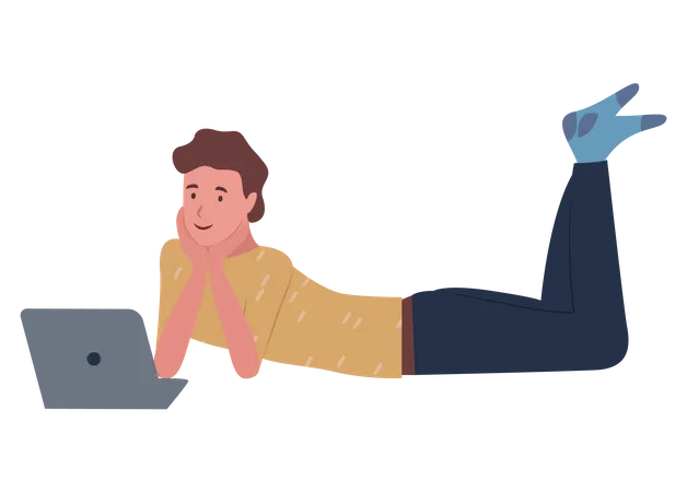 Man watching video on laptop  Illustration