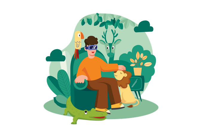 Man watching video using Virtual Reality  Illustration