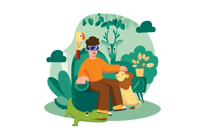 Man watching video using Virtual Reality  Illustration