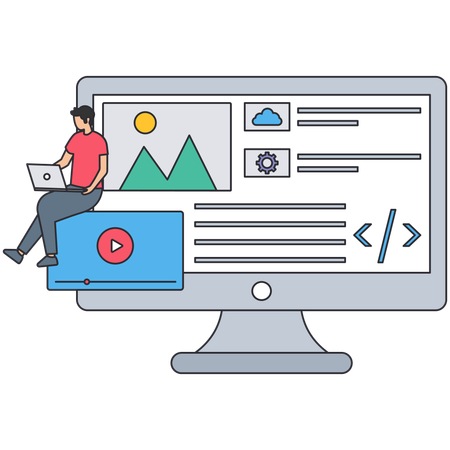 Man watching Website Layout using laptop  Illustration