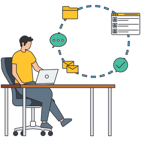 Man watching Website Processing  Illustration