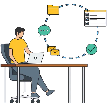 Man watching Website Processing  Illustration