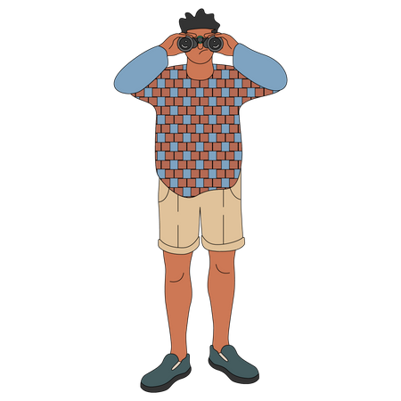 Man watching with binoculars  Illustration