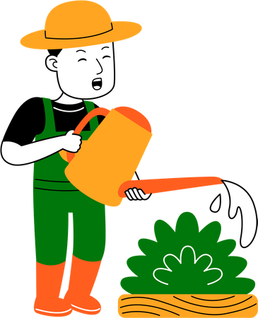 Man watering plant  Illustration