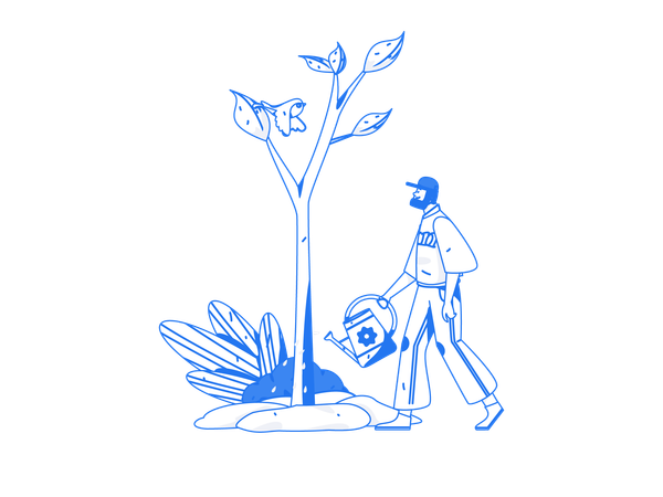 Man watering plant  Illustration