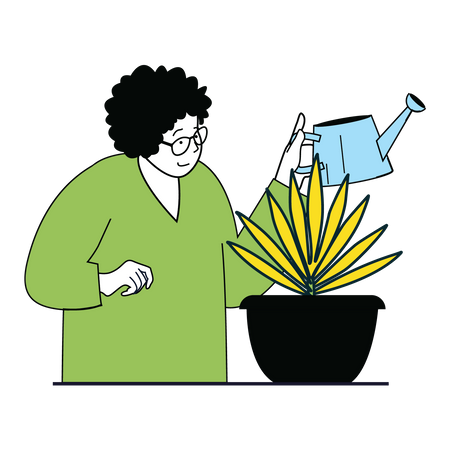 Man watering plant  Illustration