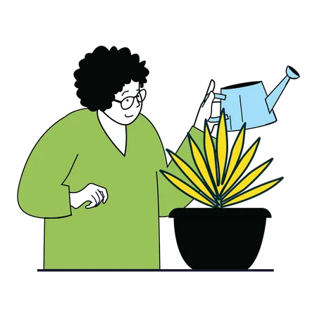 Man watering plant  Illustration