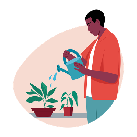 Man Watering plant  Illustration