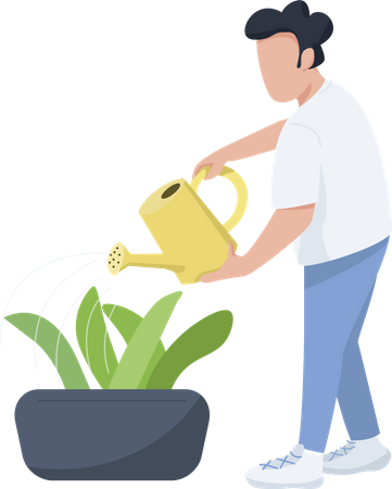 Man watering plant  Illustration