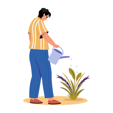Man watering plants  Illustration