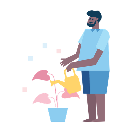 Man watering plants  Illustration
