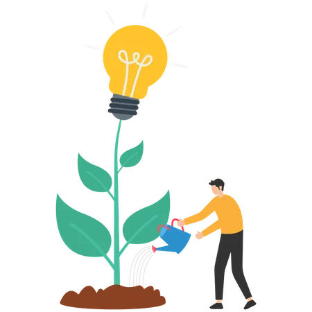 Man watering to growing idea  Illustration