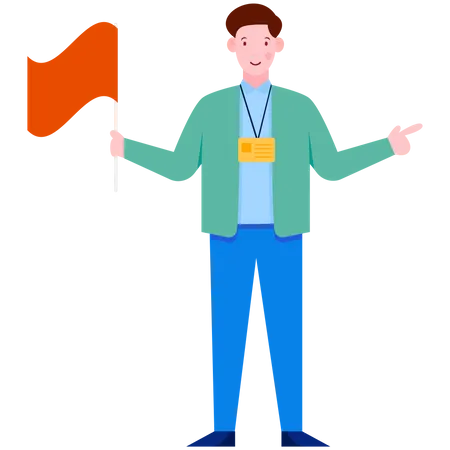 Man Waving checkered flag  Illustration