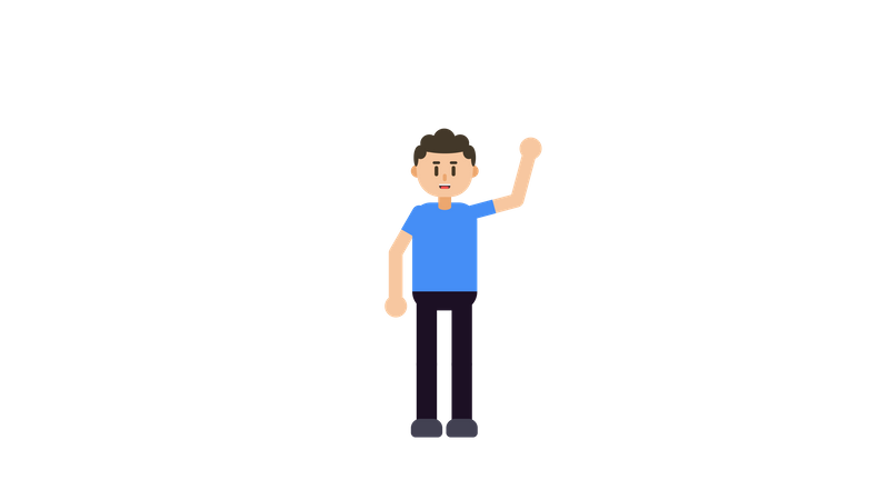 Man Waving Hand  Illustration