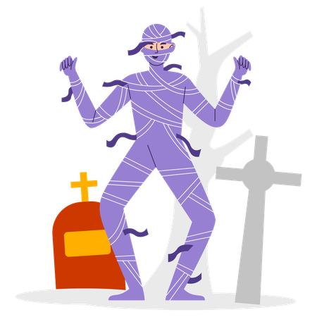 Man Wear Mummy Costume  Illustration