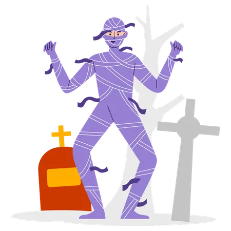 Man Wear Mummy Costume  Illustration