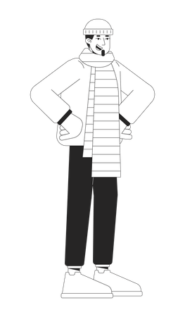 Man wear Warm scarf  Illustration