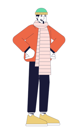 Man wear Warm scarf  Illustration