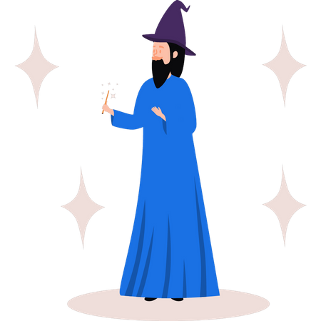 Man wearing a wizard costume Illustration