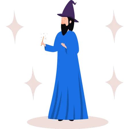 Man wearing a wizard costume  Illustration