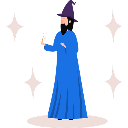 Man wearing a wizard costume  Illustration