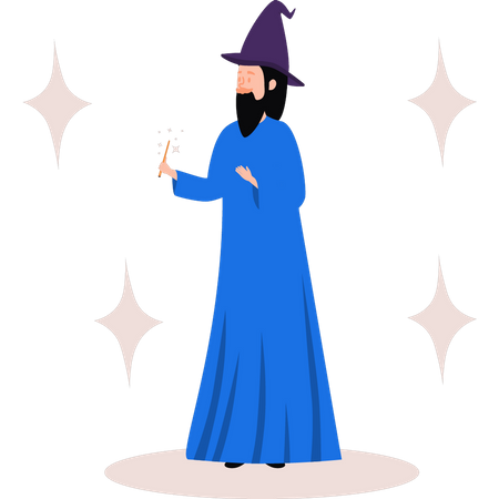 Man wearing a wizard costume  Illustration