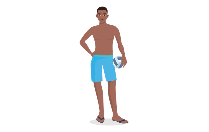 Man wearing beach shorts  イラスト