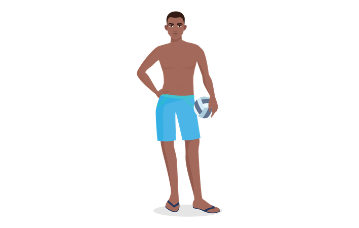 Man wearing beach shorts  일러스트레이션