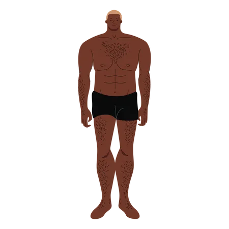 Man Wearing Boxer Shorts Standing Vector Illustration In Flat Color Design Illustration