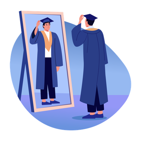 Man wearing convocation attire  Illustration