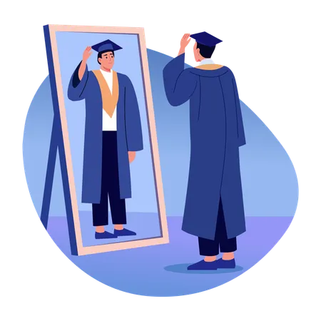 Man wearing convocation attire  Illustration