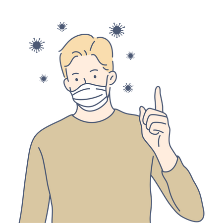 Man wearing face mask  Illustration