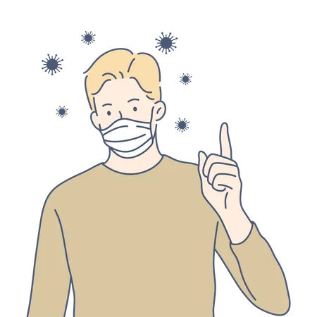 Man wearing face mask  Illustration