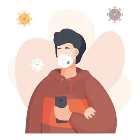 Man wearing face mask  Illustration