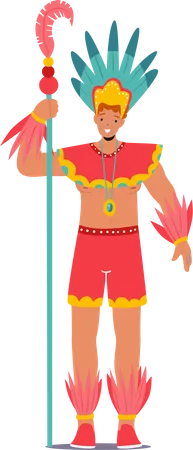 Man Wearing Festival Costume Illustration