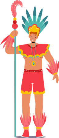 Man Wearing Festival Costume  Illustration