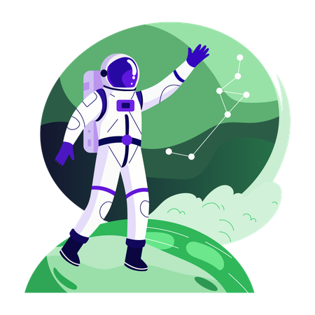 Man wearing futuristic astronaut costume  Illustration