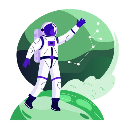 Man wearing futuristic astronaut costume  Illustration