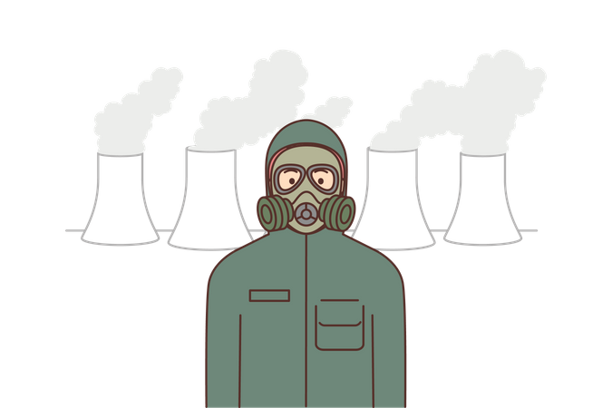 Man wearing gas mask  Illustration