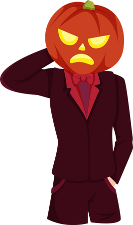 Man Wearing Halloween Costume  Illustration