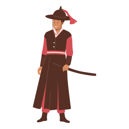 Man wearing korean traditional costume  Illustration