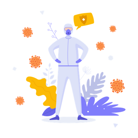 Man wearing PPE suit  Illustration