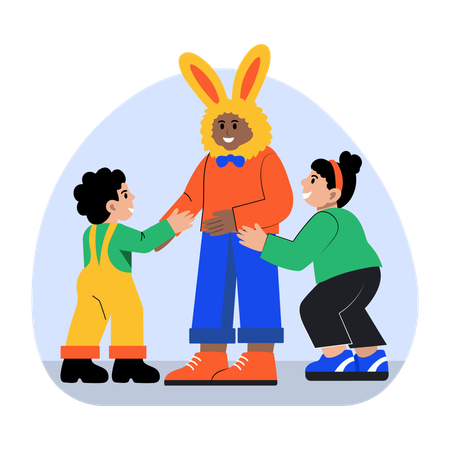 Man wearing rabbit costume  Illustration